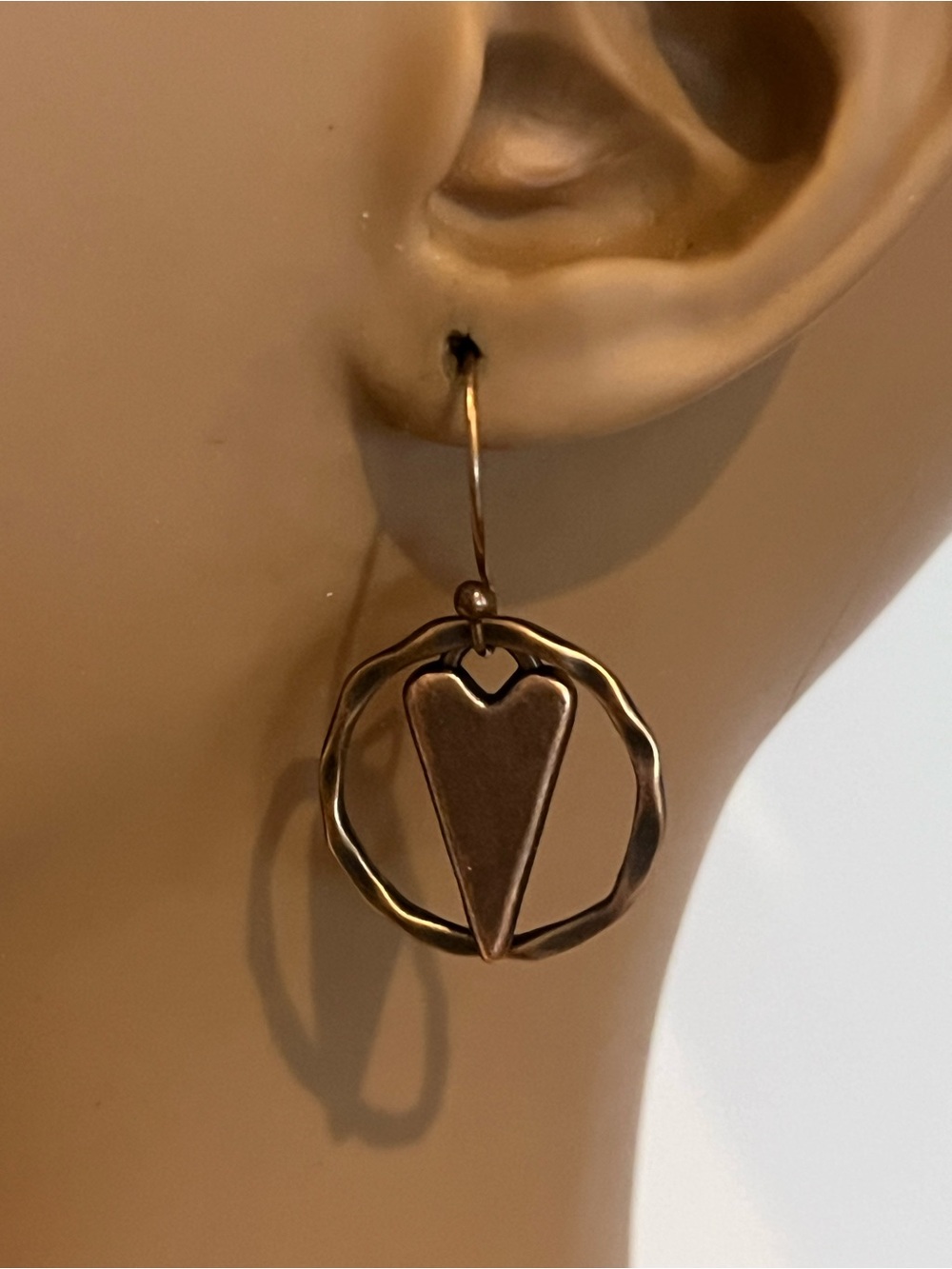 Copper Hoops & Hearts Earrings